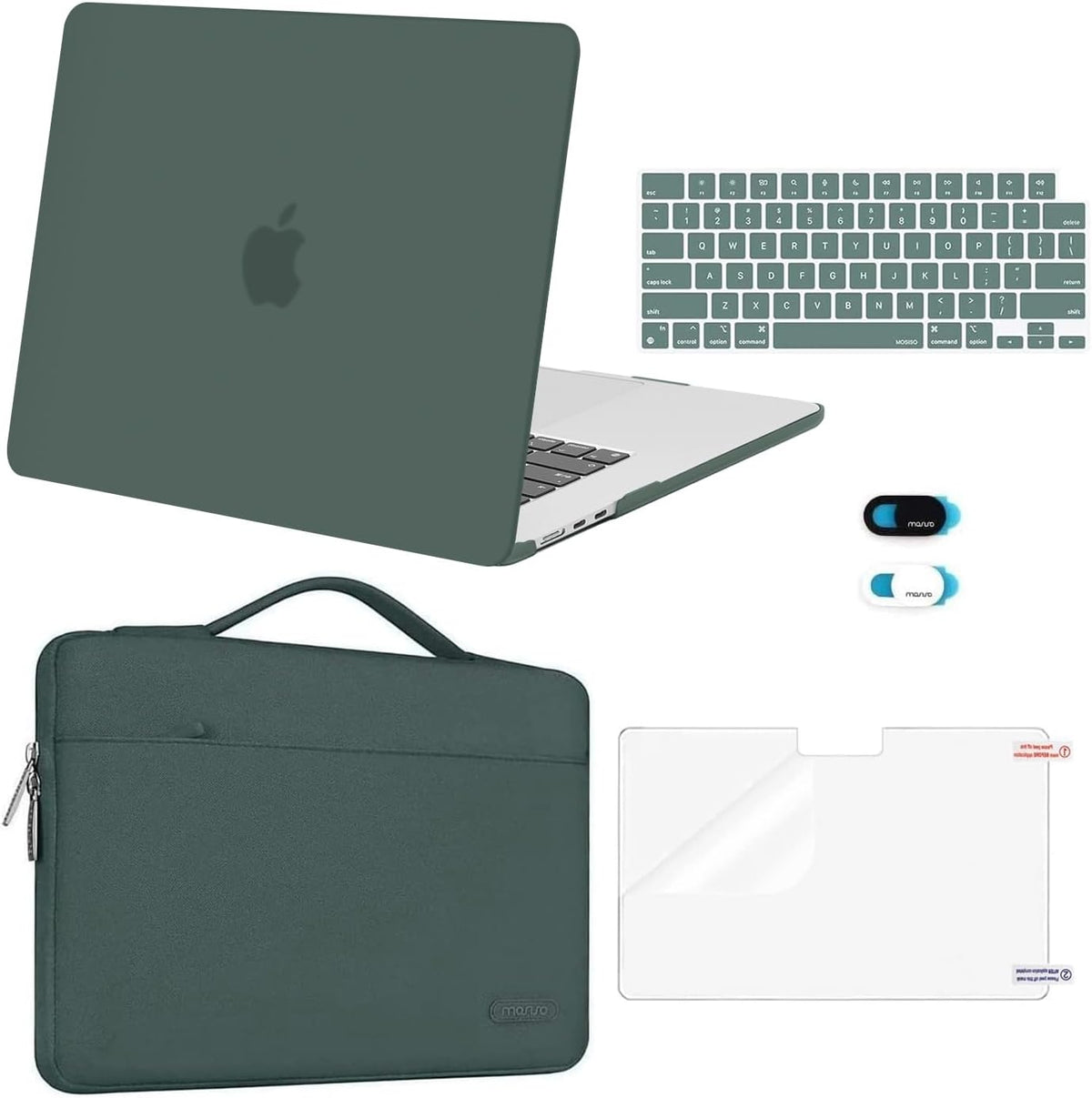 MOSISO Compatible with MacBook Air 13 inch Case M2-M5 2022-2026 A3449 A3240 A3113 A2681, Hard Shell, Sleeve Bag, Keyboard Skin, Webcam Cover & Screen Film