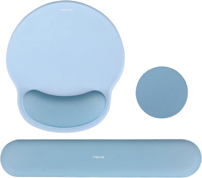 MOSISO Wrist Rest Support for Mouse Pad&Keyboard Set, Circle Curved Ergonomic Mousepad&Coaster Non-Slip Base Home/Office Pain Relief&Easy Typing Pad with Soft Cloth&Silicone Lining