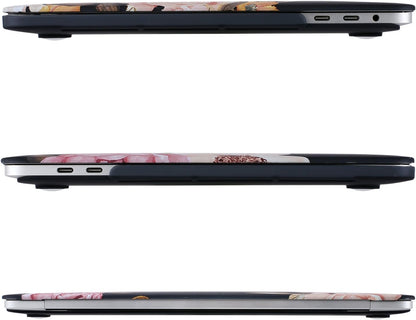 MOSISO Compatible with MacBook Pro 15 inch Case 2016-2019 Release A1990 A1707 with Touch Bar, Plastic Peony Hard Shell Case & Keyboard Cover Skin & Screen Protector