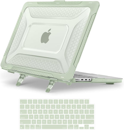 MOSISO Compatible with MacBook Pro 14 inch Case 2021-2026 M5-M1, Honeycomb TPU Bumper Hard Case with Fold Kickstand & Keyboard Skin