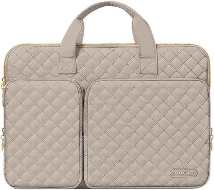 MOSISO 360 Protective Square Quilted Laptop Sleeve with 2 Pockets, Handle & Belt, Fits 13–16 Inch MacBook M1-M5 HP Acer Dell Lenovo Notebook