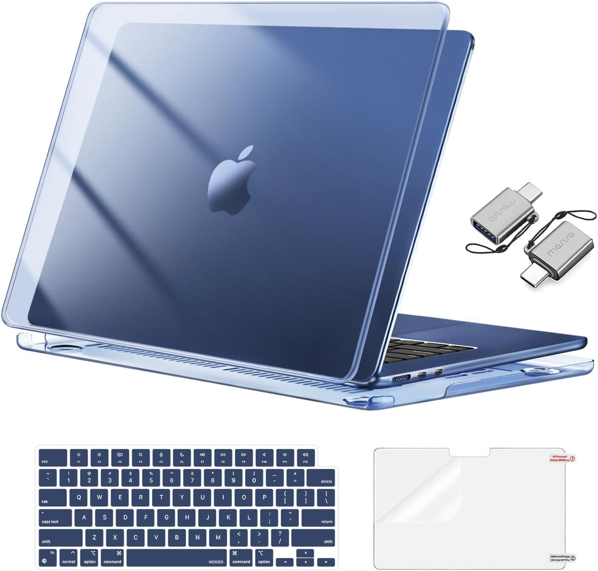 MOSISO Compatible with MacBook Air 15 inch Case M5-M2 2026-2023 A3448 A3241 A3114 A2941, Hard Shell&Keyboard Cover&Screen Film&Type C, Great for Study Travel Work