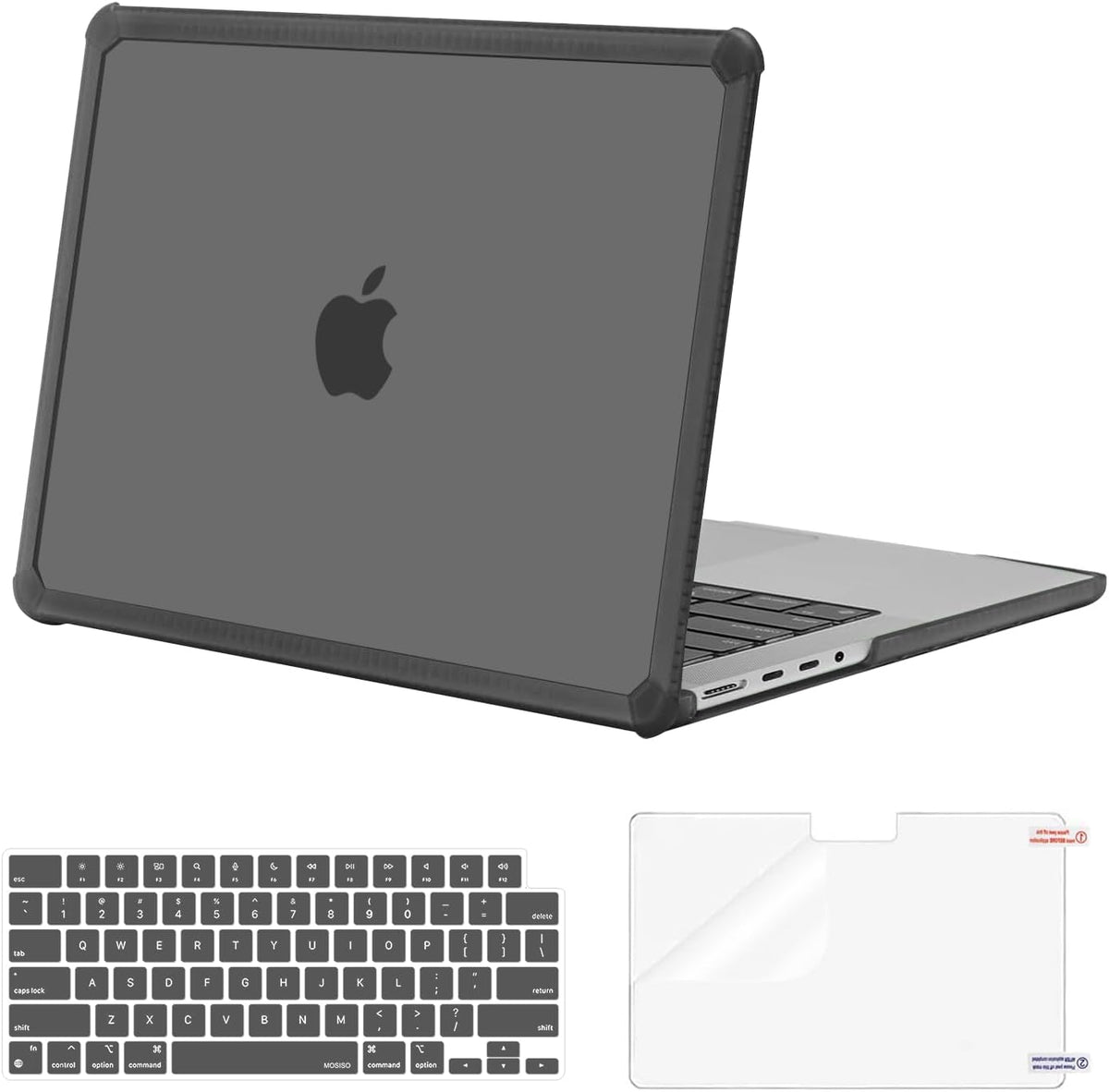 MOSISO Compatible with MacBook Pro 14 inch Case 2021-2026 M5-M1, Anti-Cracking Heavy Duty TPU Bumper Hard Case & Keyboard Skin & Screen Film
