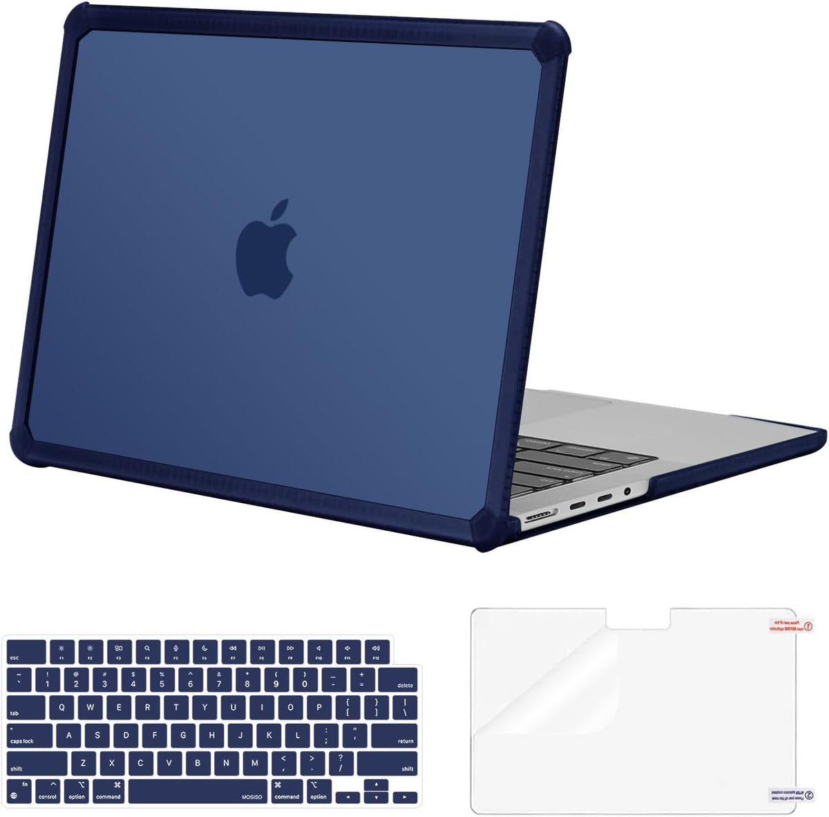 MOSISO Compatible with MacBook Pro 14 inch Case 2021-2026 M5-M1, Anti-Cracking Heavy Duty TPU Bumper Hard Case & Keyboard Skin & Screen Film