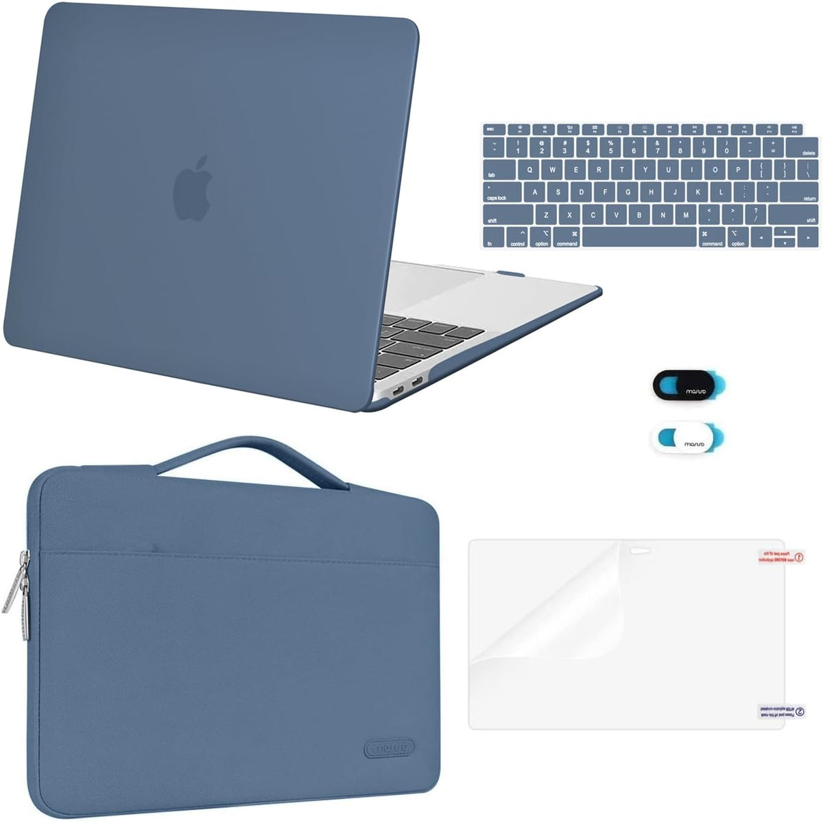 MOSISO for MacBook Air 13 inch Case M1 2018-2020 A2337 A2179 A1932 Retina Display, Plastic Hard Shell, Bag, Keyboard Skin, Webcam Cover & Screen Film