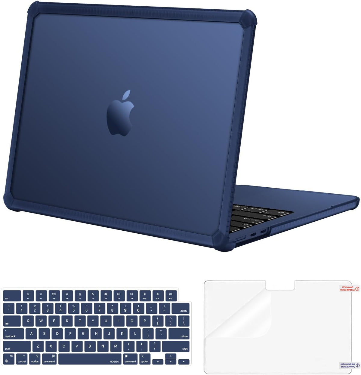 MOSISO Hard Case Compatible with MacBook Air 13 M2-M5 2022-2026, 3 in 1 Heavy Duty Crack Resistant Protective Cover with TPU Bumper