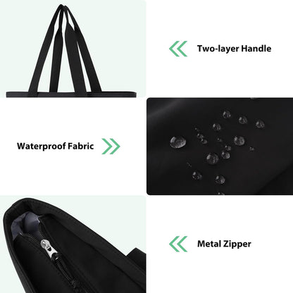 MOSISO Large‑Capacity Canvas Teacher Laptop Tote Bag,15.6‑Inch,Multi‑Pockets & Rear Trolley‑Sleeve