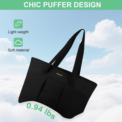 MOSISO Large‑Capacity Canvas Teacher Laptop Tote Bag,15.6‑Inch,Multi‑Pockets & Rear Trolley‑Sleeve