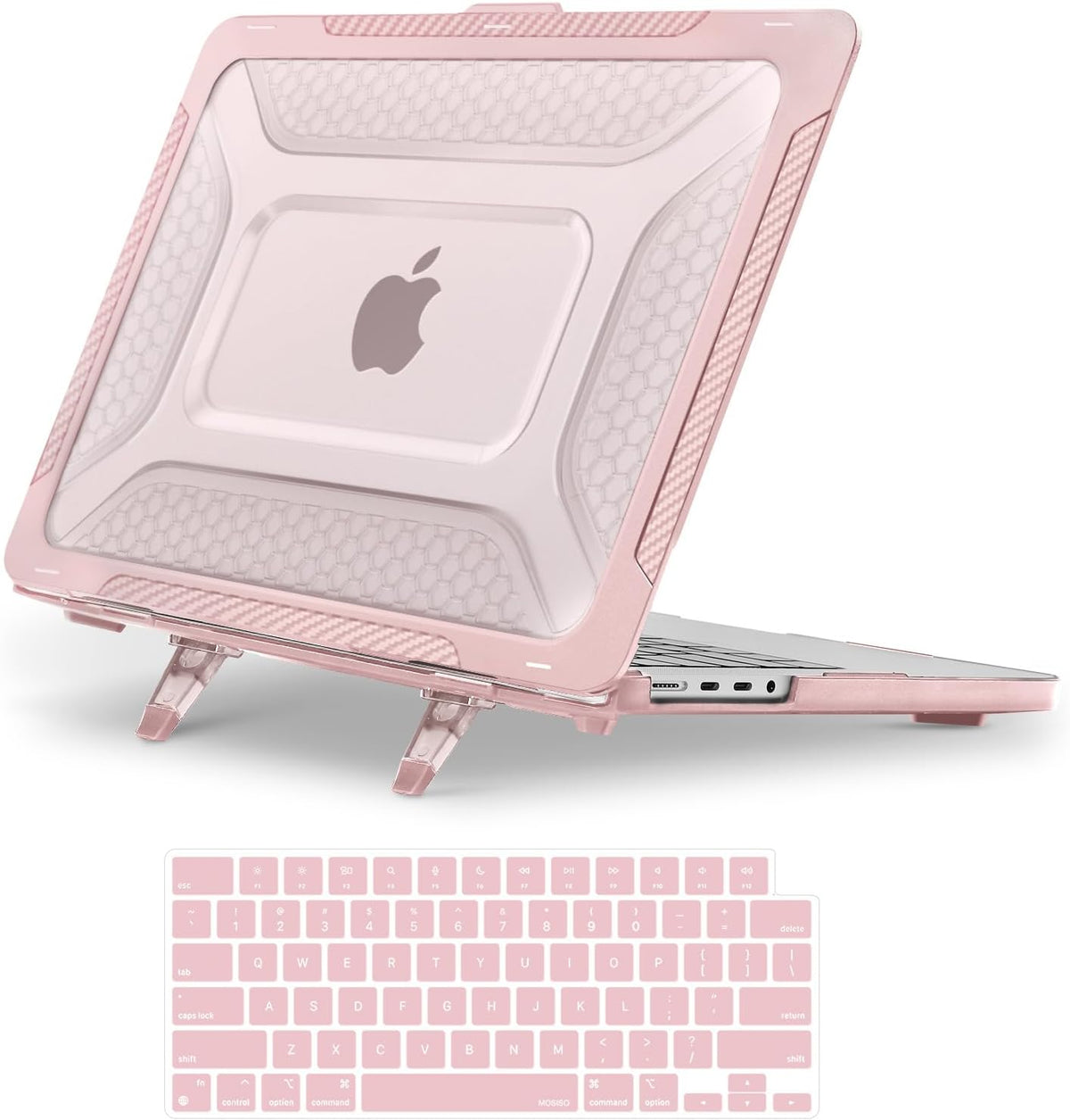 MOSISO Compatible with MacBook Pro 14 inch Case 2021-2026 M5-M1, Honeycomb TPU Bumper Hard Case with Fold Kickstand & Keyboard Skin