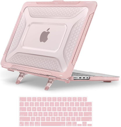 MOSISO Compatible with MacBook Pro 14 inch Case 2021-2026 M5-M1, Honeycomb TPU Bumper Hard Case with Fold Kickstand & Keyboard Skin