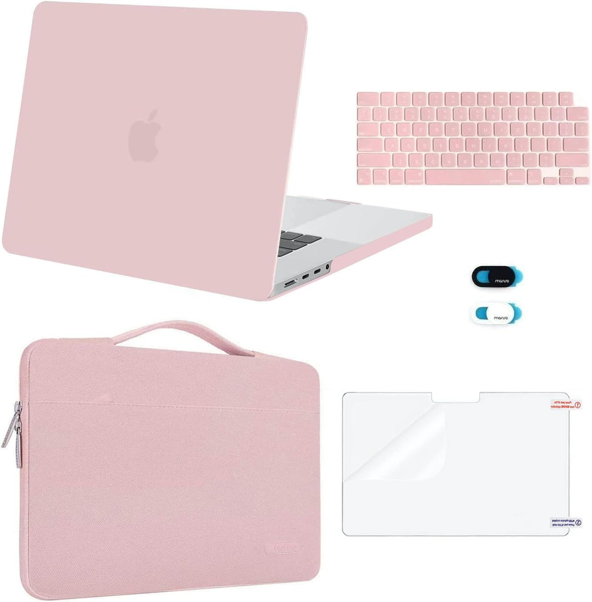 MOSISO 5‑in‑1 Hard‑Shell & Carry‑Sleeve Kit for MacBook Pro 16(A3429‑A2485), Keyboard‑Cover, Screen‑Film & Webcam‑Cover