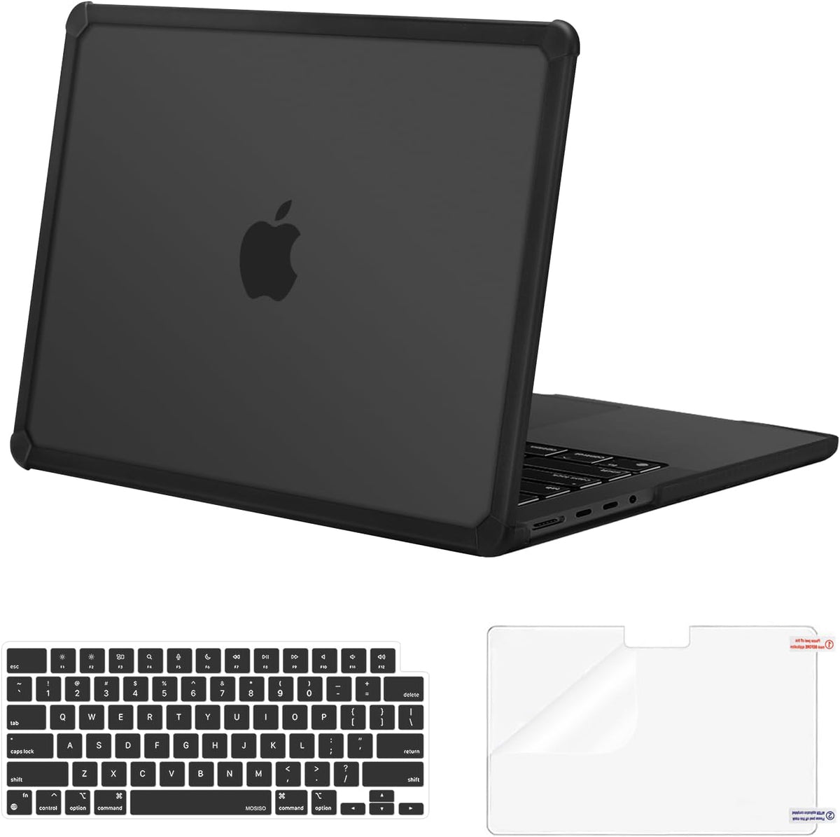 MOSISO Compatible with MacBook Pro 14 inch Case 2021-2026 M5-M1, Anti-Cracking Heavy Duty TPU Bumper Hard Case & Keyboard Skin & Screen Film