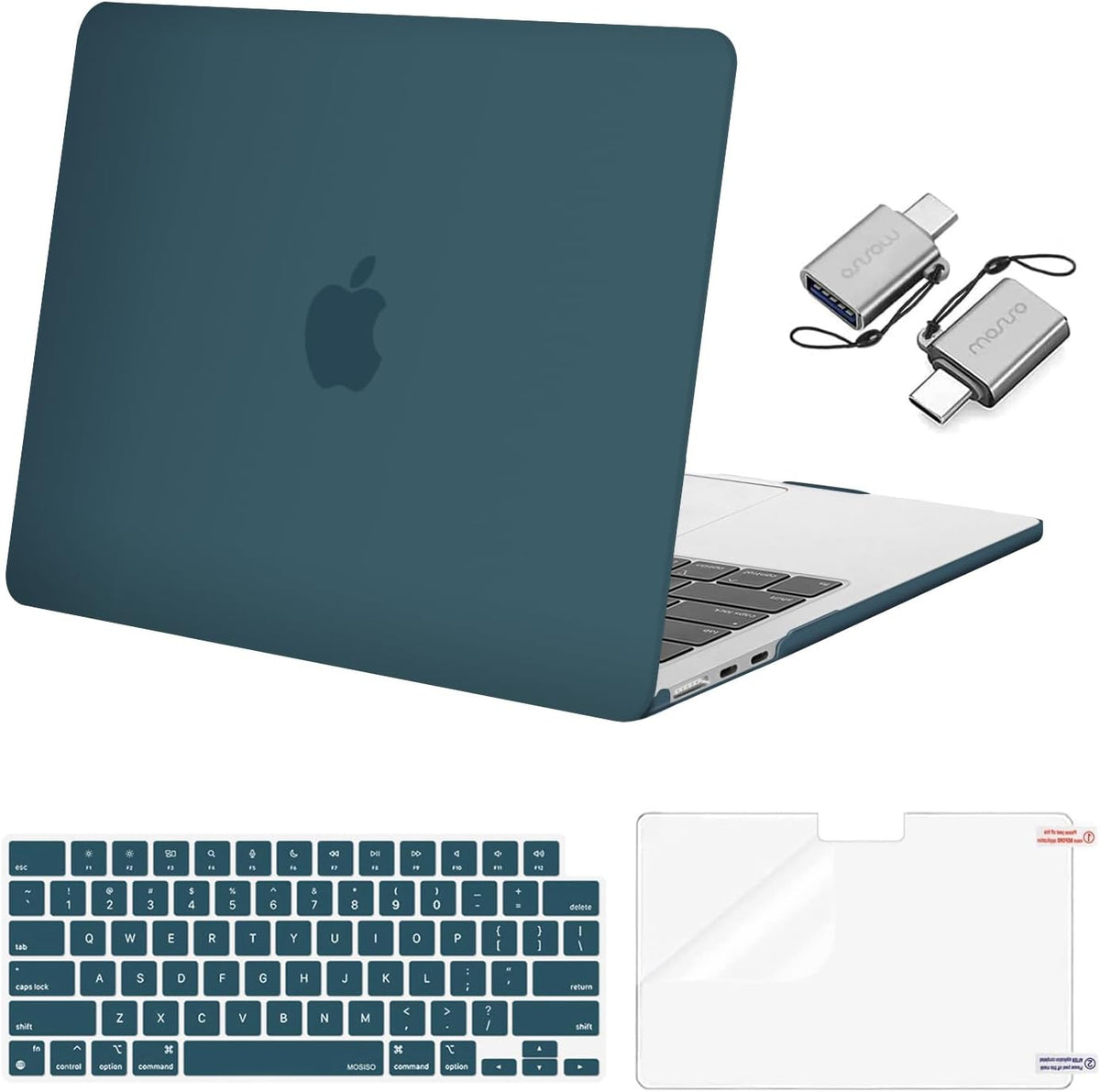MOSISO Compatible with MacBook Air 13 inch Case M2-M5 2022-2026 A3449 A3240 A3113 A2681, 3 in 1 Heavy Duty Crack Resistant Hard Case with TPU Bumper