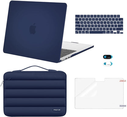MOSISO Compatible with MacBook Air 13 inch Case M2-M5 2022-2026 A3449 A3240 A3113 A2681, 5 in 1 Protective Kit: Hard Case, Puffy Bag, Keyboard Cover, Webcam Cover & Screen Film