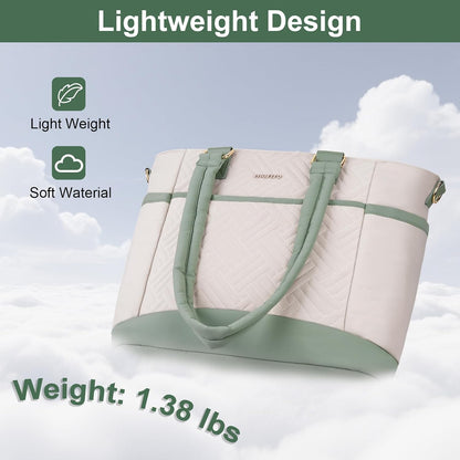 MOSISO Puffy Ultra‑Light Women Work Laptop Tote Bag, 15‑16‑Inch, built-in keyring, side pocket & rear trolley sleeve.
