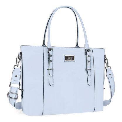 MOSISO Women Vintage Waterproof PU Leather Laptop Tote Bag, Fits 13.3/15.6/17.3 Inch, Large Capacity Business Work Shoulder Briefcase
