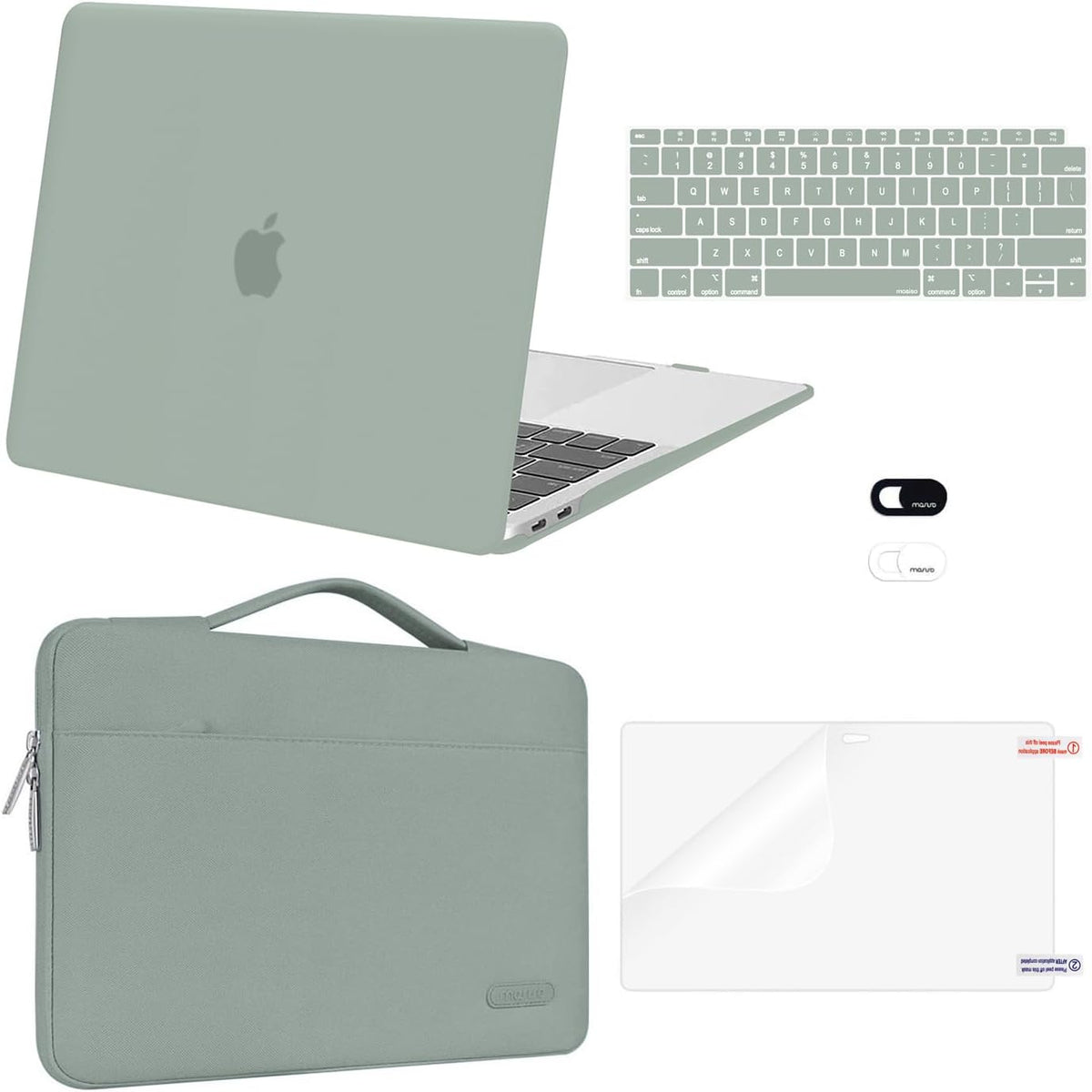 MOSISO for MacBook Air 13 inch Case M1 2018-2020 A2337 A2179 A1932 Retina Display, Plastic Hard Shell, Bag, Keyboard Skin, Webcam Cover & Screen Film