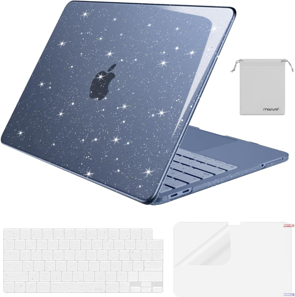 MOSISO Sparkly Glitter Case Compatible with MacBook Neo Case 13 inch 2026 Release Model A3404 with A18 Pro Chip, Crack-Resistant Protective Hard Shell Case&Keyboard Cover&ScreenFilm&Pouch, Transparent mysite