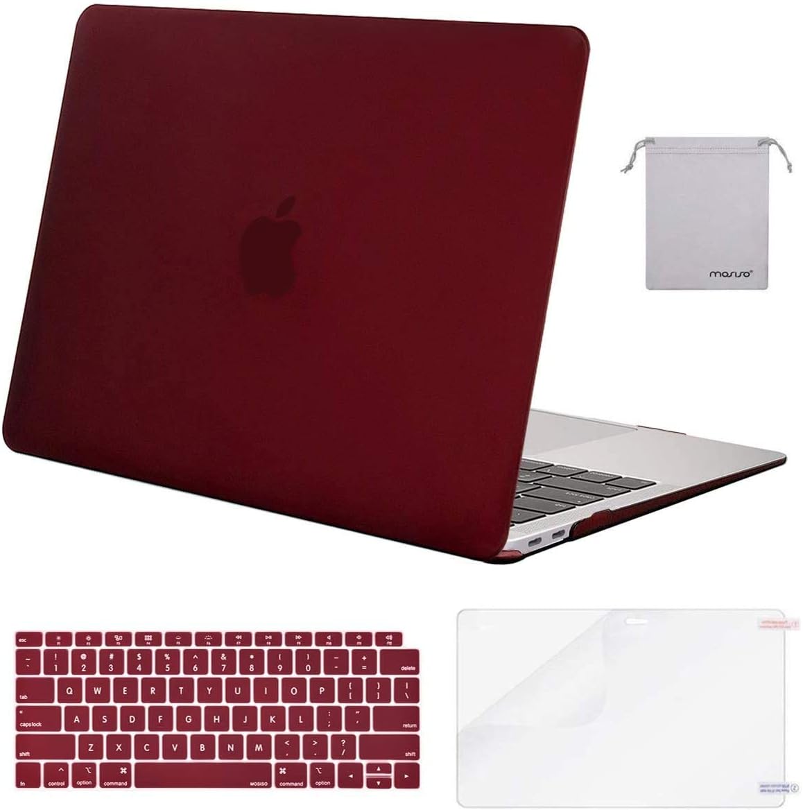 MOSISO Compatible with MacBook Air 13 inch Case M1 2018-2021 A2337 A2179 A1932, Protective Hard Shell & Keyboard Cover & Screen Film & Pouch