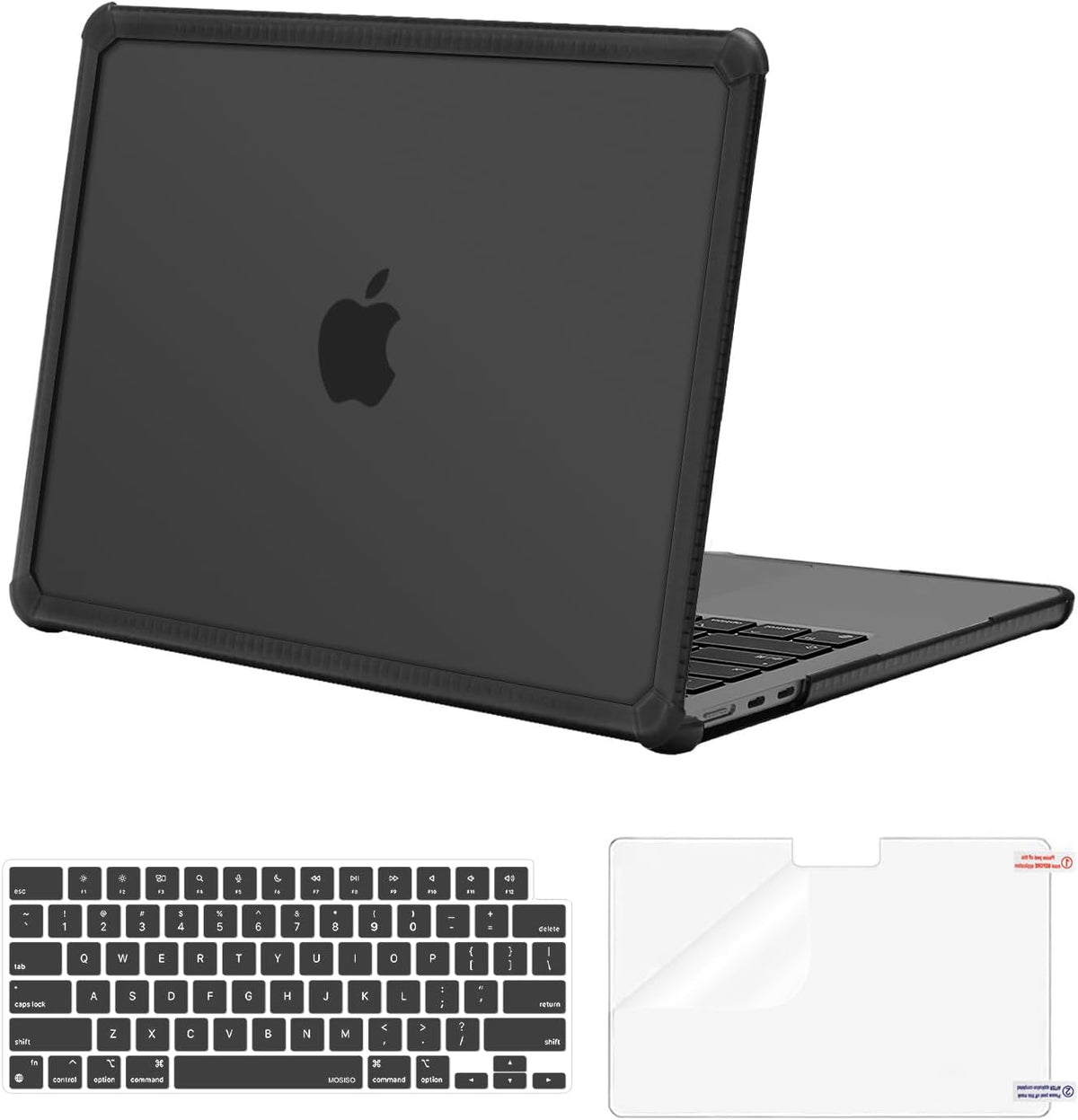 MOSISO Hard Case Compatible with MacBook Air 13 M2-M5 2022-2026, 3 in 1 Heavy Duty Crack Resistant Protective Cover with TPU Bumper