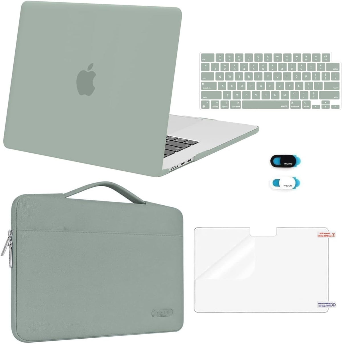 MOSISO Compatible with MacBook Air 13 inch Case M2-M5 2022-2026 A3449 A3240 A3113 A2681, Hard Shell, Sleeve Bag, Keyboard Skin, Webcam Cover & Screen Film
