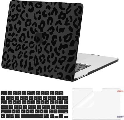 MOSISO 3in1 Leopard Grain Hard Shell Case for MacBook Air 15 M5-M2 2023-2026 A3448/A3241 w/ Touch ID Keyboard & Screen Protector