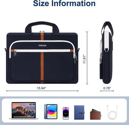 MOSISO 15-16 Inch Padded Laptop Shoulder Messenger Bag, Multi Front Pockets, Removable Strap & Rear Trolley Sleeve