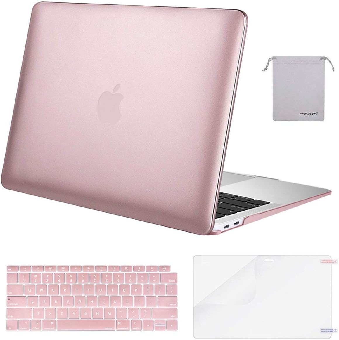MOSISO Compatible with MacBook Air 13 inch Case M1 2018-2021 A2337 A2179 A1932, Protective Hard Shell & Keyboard Cover & Screen Film & Pouch