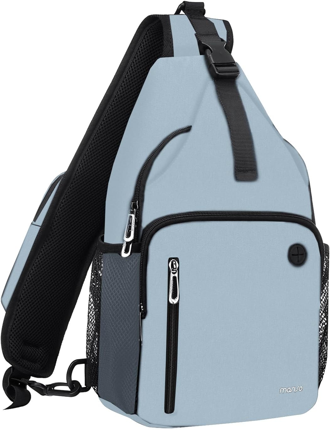 MOSISO Water-Resistant Sling Backpack with USB Charging Port & Anti-Theft Pocket — Crossbody Chest Daypack Fits 11 Inch Tablet for Hiking & Commute