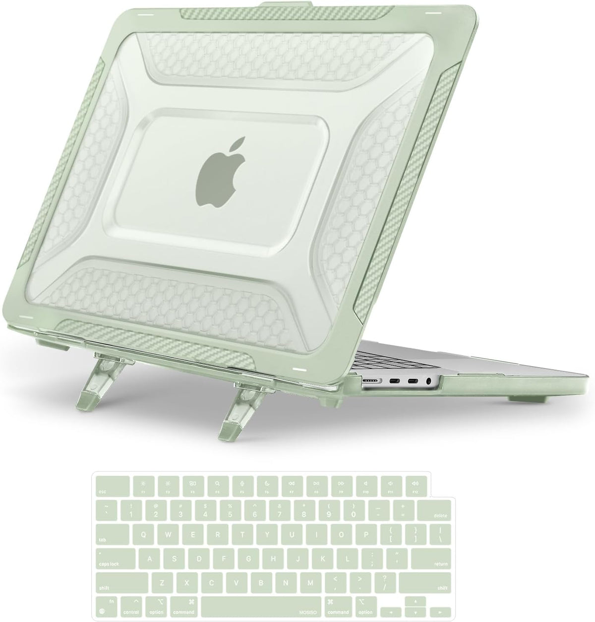 MOSISO 2 in 1 Honeycomb Hard Case Compatible with MacBook Pro 16 Inch M5-M1 Shockproof TPU Bumper Cover With Foldable Kickstand