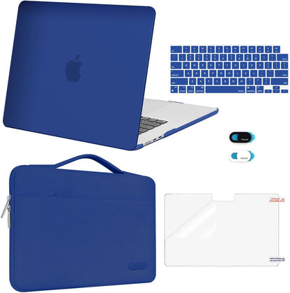 MOSISO 5‑in‑1 Hard‑Shell & Carry‑Sleeve Kit for MacBook Air 15(A3448/A3241/A3114/A2941), Keyboard‑Cover, Screen‑Film & Webcam‑Cover