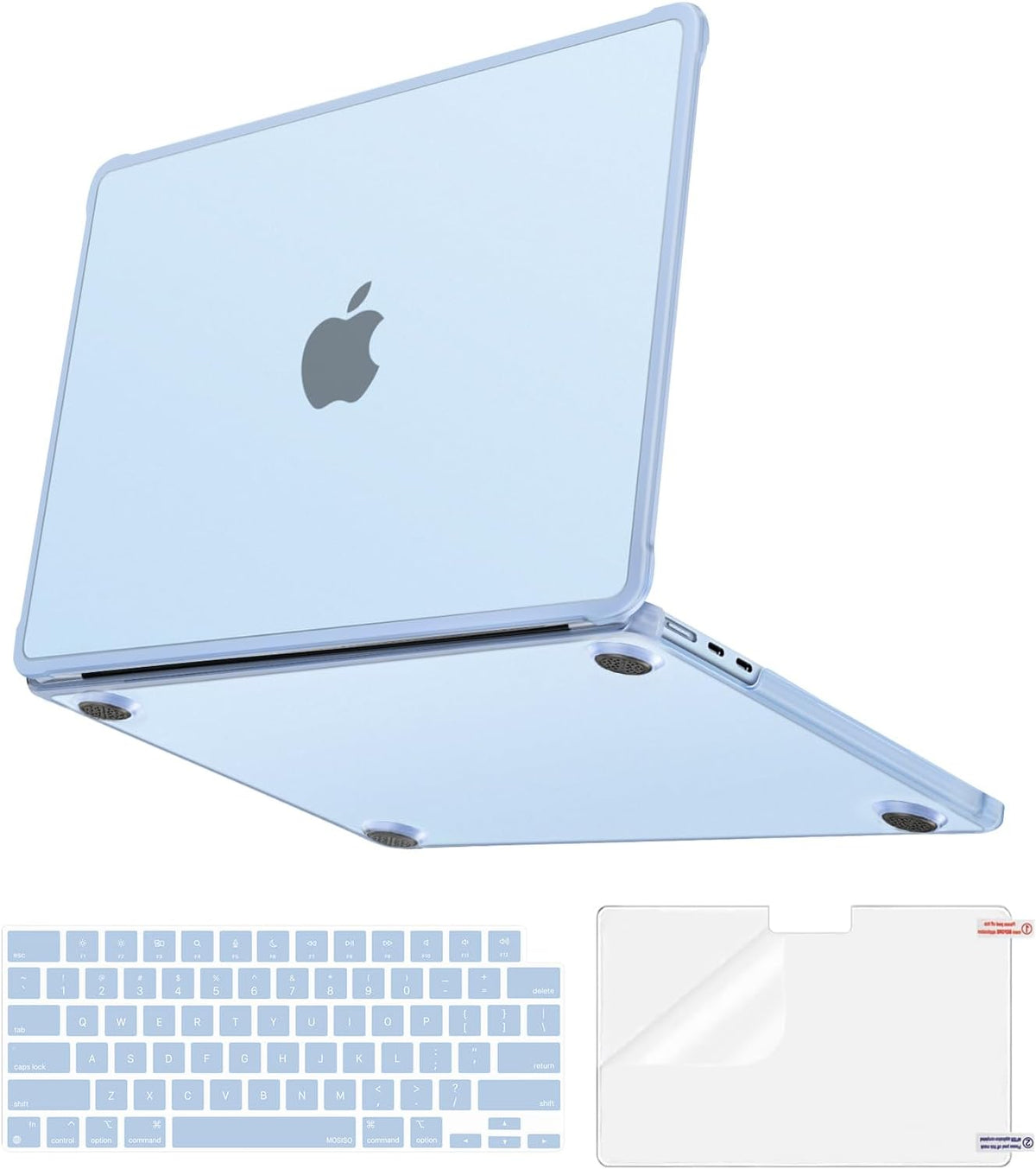 MOSISO Anti-Crack Slimness Case for MacBook Air 13 inch M5 M4 M3 M2 2026-2022 A3449 A3240 A3113 A2681, 3 in 1 Kit Anti-Fingerprints Reinforced TPU Bumper Hard Shell for MacBook Air 13.6, Pink mysite