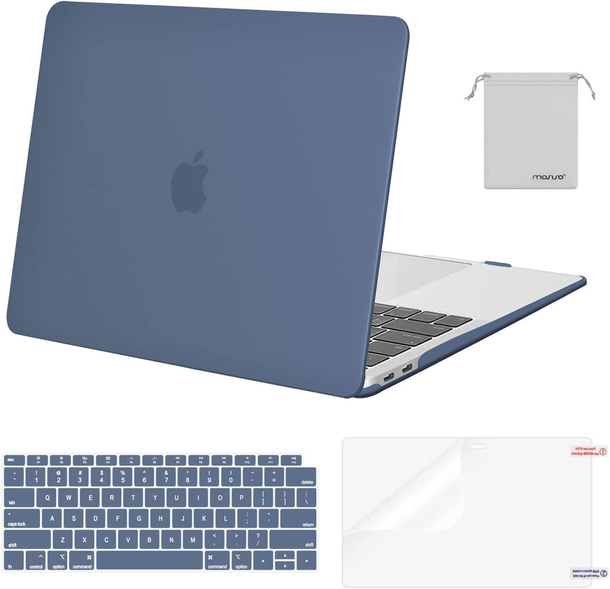 MOSISO Compatible with MacBook Air 13 inch Case M1 2018-2021 A2337 A2179 A1932, Protective Hard Shell & Keyboard Cover & Screen Film & Pouch