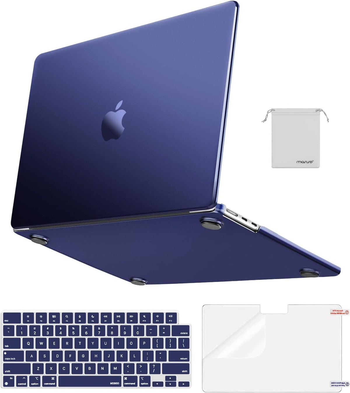 MOSISO Compatible with MacBook Air 13 inch Case M2-M5 2022-2026 A3449 A3240 A3113 A2681, 4 in 1 Matte Hard Shell Kit, Anti-Fingerprint Ultra Thin