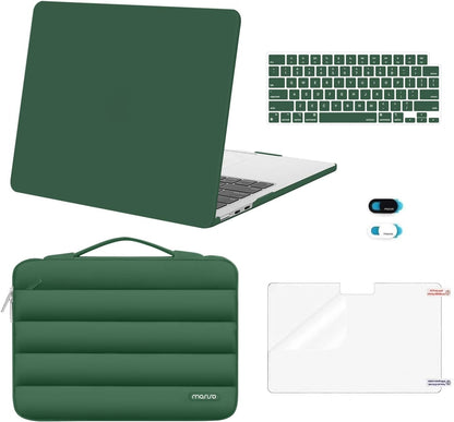 MOSISO Compatible with MacBook Air 13 inch Case M2-M5 2022-2026 A3449 A3240 A3113 A2681, 5 in 1 Protective Kit: Hard Case, Puffy Bag, Keyboard Cover, Webcam Cover & Screen Film