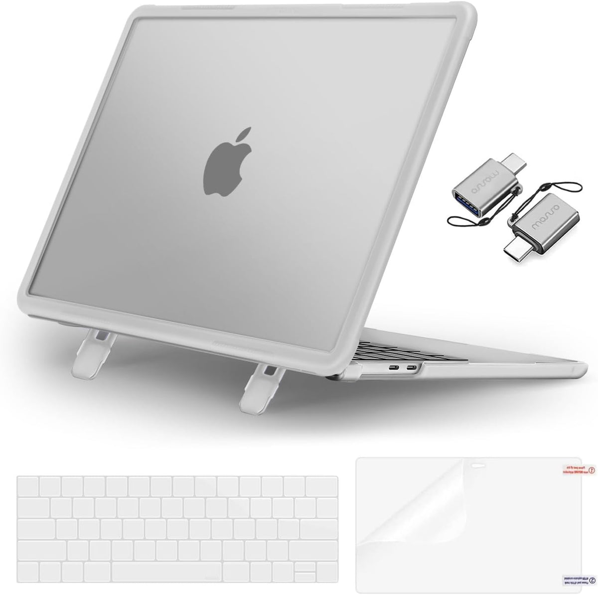 MOSISO Compatible with MacBook Pro 13 inch Case M2/M1 Heavy Duty Plastic Hard Case with Kickstand&Keyboard Skin&Screen Film&Type C
