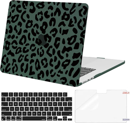 MOSISO 3in1 Leopard Grain Hard Shell Case for MacBook Air 15 M5-M2 2023-2026 A3448/A3241 w/ Touch ID Keyboard & Screen Protector