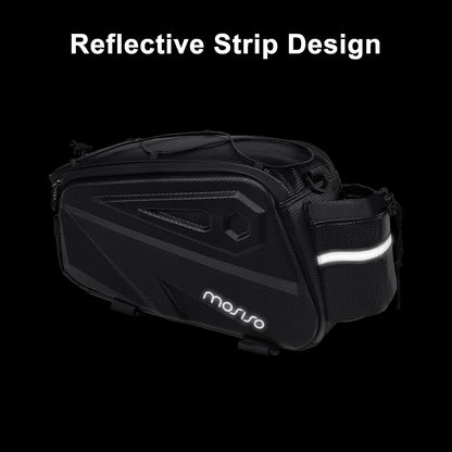 MOSISO 14L Waterproof Bike Rear Rack Bag, Shockproof Saddle Pouch with Bottle Pocket, Reflective Strip & Detachable Shoulder Strap for Commute