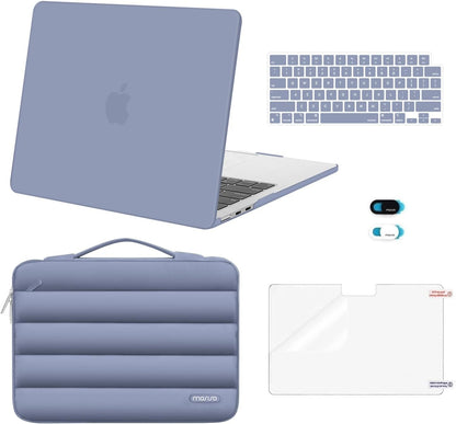 MOSISO Compatible with MacBook Air 13 inch Case M2-M5 2022-2026 A3449 A3240 A3113 A2681, 5 in 1 Protective Kit: Hard Case, Puffy Bag, Keyboard Cover, Webcam Cover & Screen Film