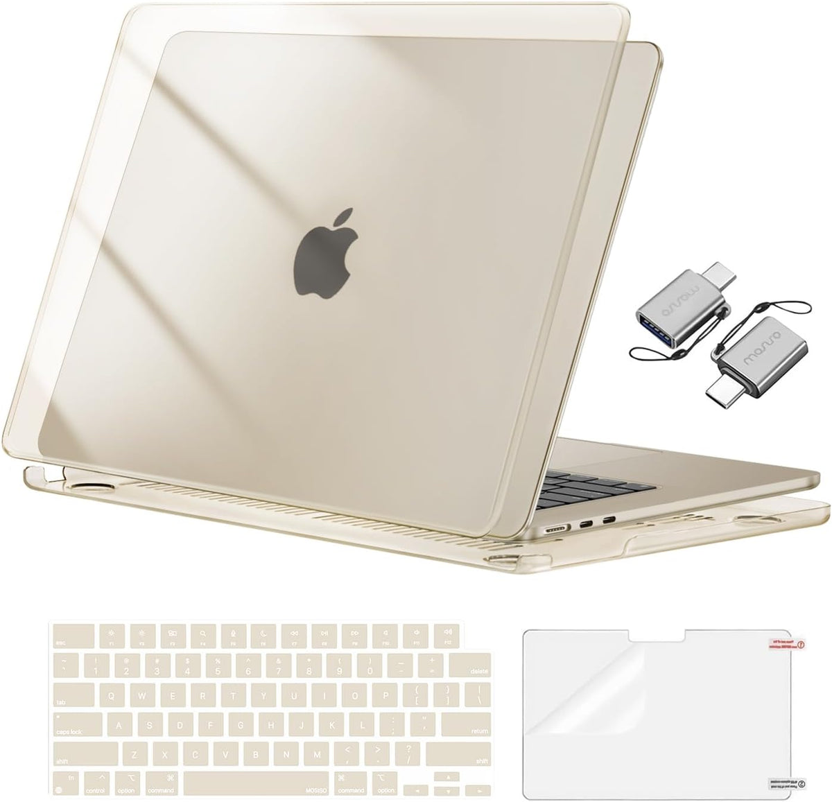 MOSISO Compatible with MacBook Air 15 inch Case M5-M2 2026-2023 A3448 A3241 A3114 A2941, Hard Shell&Keyboard Cover&Screen Film&Type C, Great for Study Travel Work