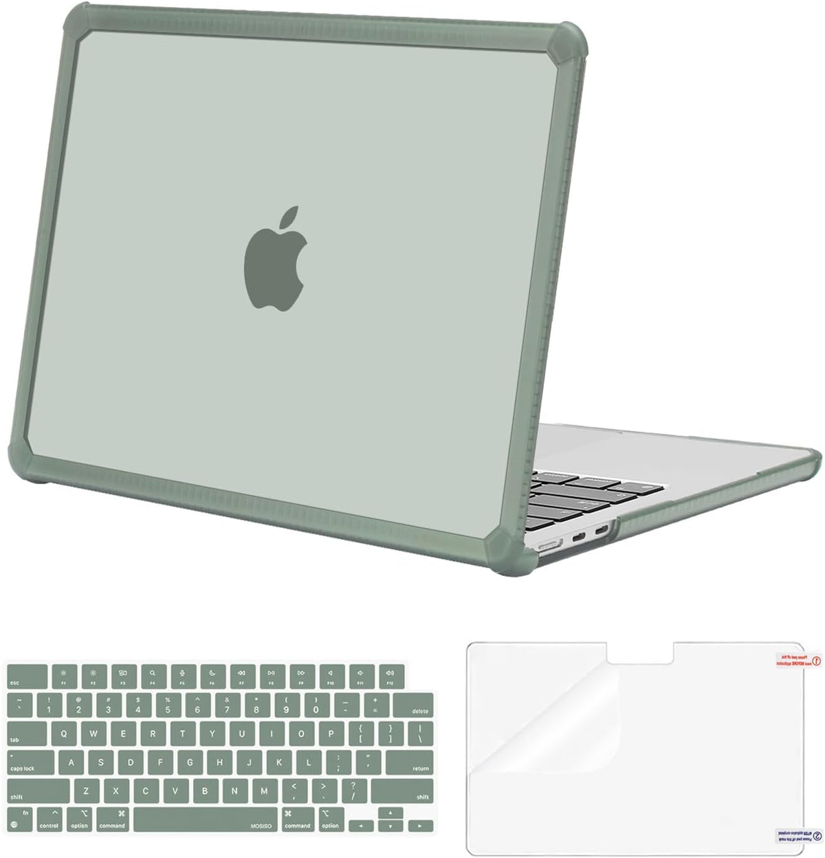 MOSISO Hard Case Compatible with MacBook Air 13 M2-M5 2022-2026, 3 in 1 Heavy Duty Crack Resistant Protective Cover with TPU Bumper