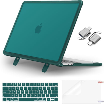 MOSISO Compatible with MacBook Pro 13 inch Case M2/M1 Heavy Duty Plastic Hard Case with Kickstand&Keyboard Skin&Screen Film&Type C