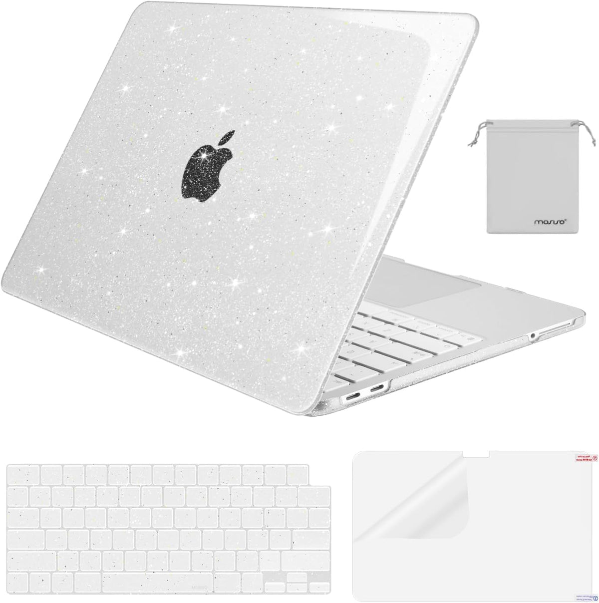 MOSISO Sparkly Glitter Case Compatible with MacBook Neo Case 13 inch 2026 Release Model A3404 with A18 Pro Chip, Crack-Resistant Protective Hard Shell Case&Keyboard Cover&ScreenFilm&Pouch, Transparent mysite