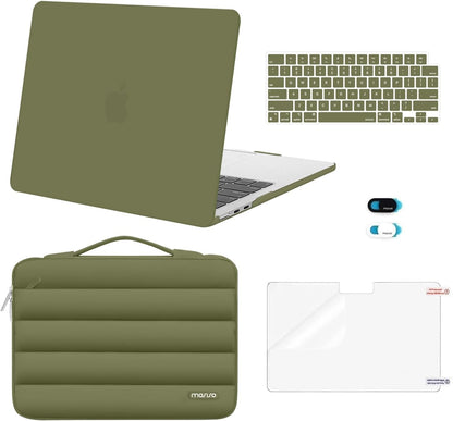 MOSISO Compatible with MacBook Air 13 inch Case M2-M5 2022-2026 A3449 A3240 A3113 A2681, 5 in 1 Protective Kit: Hard Case, Puffy Bag, Keyboard Cover, Webcam Cover & Screen Film