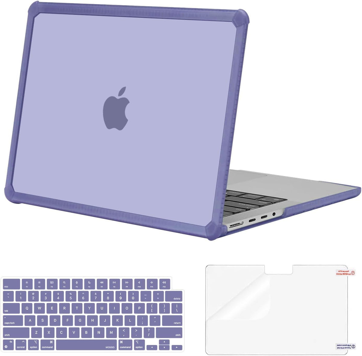 MOSISO Compatible with MacBook Pro 14 inch Case 2021-2026 M5-M1, Anti-Cracking Heavy Duty TPU Bumper Hard Case & Keyboard Skin & Screen Film