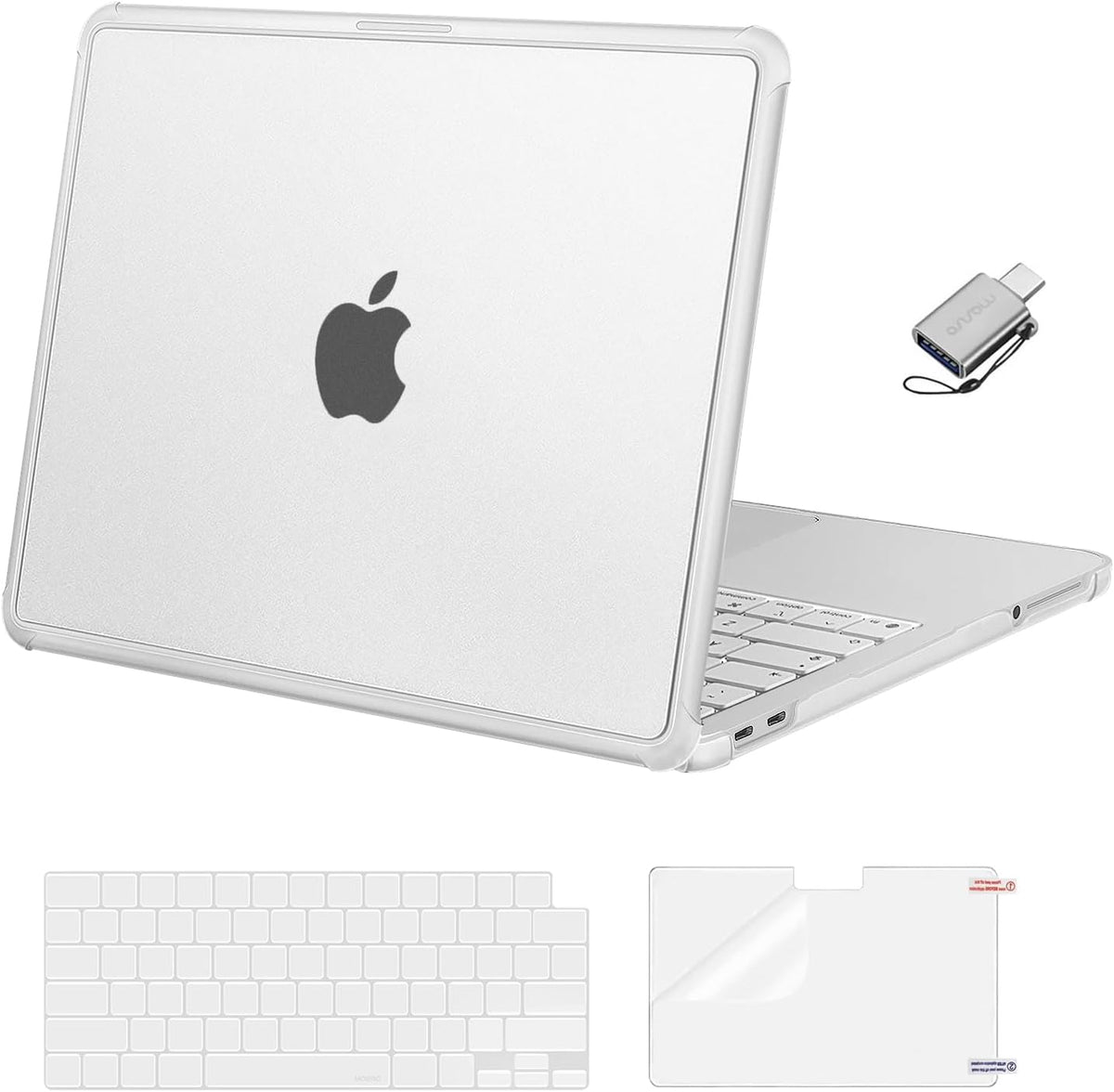 MOSISO 5-In-1 Protective Kit for MacBook Air 13-Inch M2-M5 (A2681/A3113/A3240/A3449), Hard-Shell, Keyboard-Covers, Screen-Film & Webcam-Cover