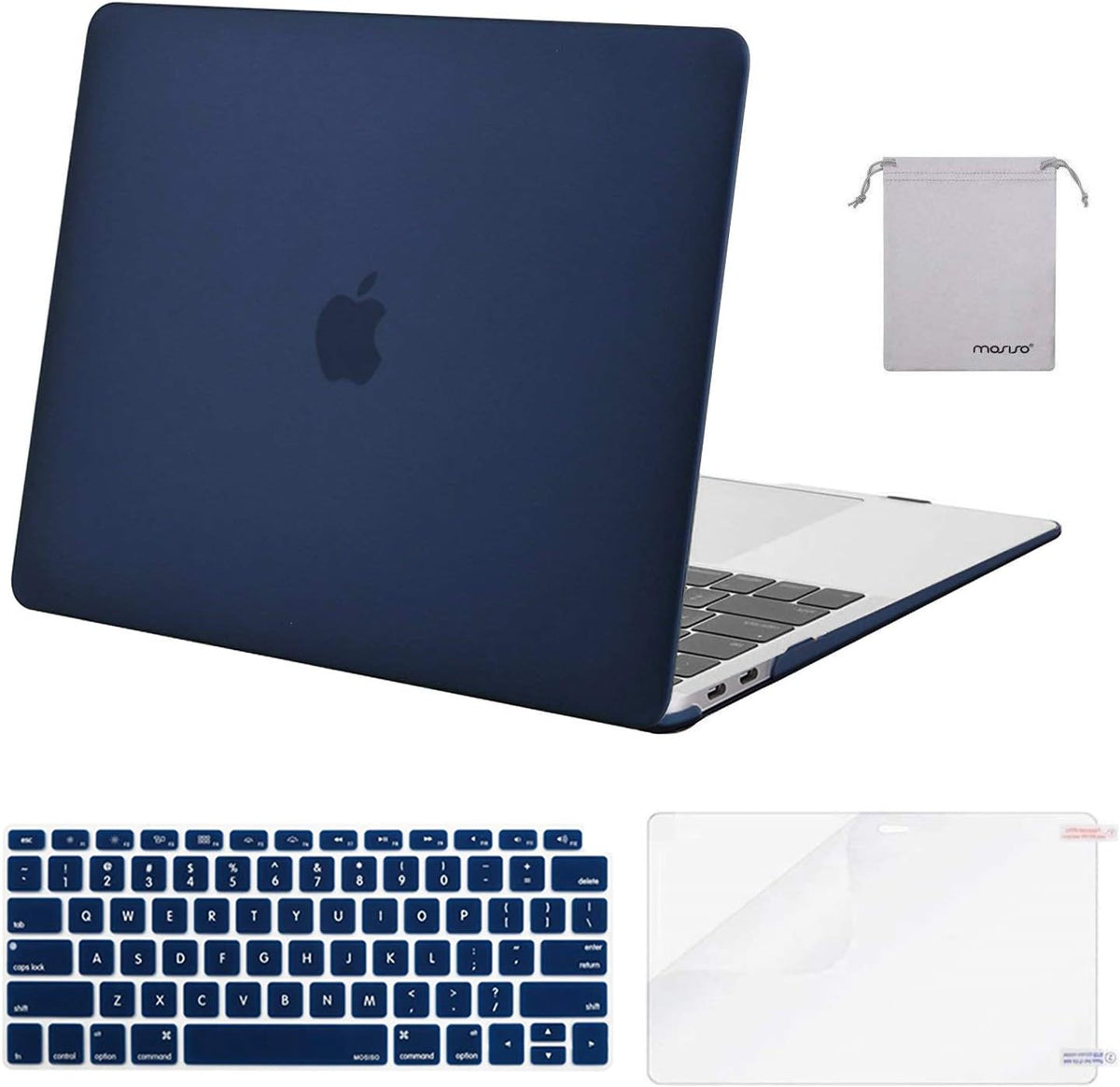 MOSISO Compatible with MacBook Air 13 inch Case M1 2018-2021 A2337 A2179 A1932, Protective Hard Shell & Keyboard Cover & Screen Film & Pouch