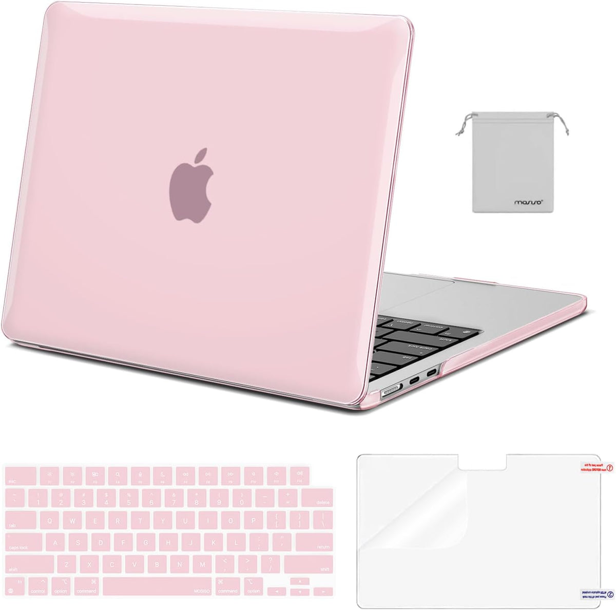 MOSISO Compatible with MacBook Air 13 inch Case M2-M5 2022-2026 A3449 A3240 A3113 A2681, 4 in 1 Protective Kit: Hard Shell, Keyboard Cover, Screen Film & Storage Pouch