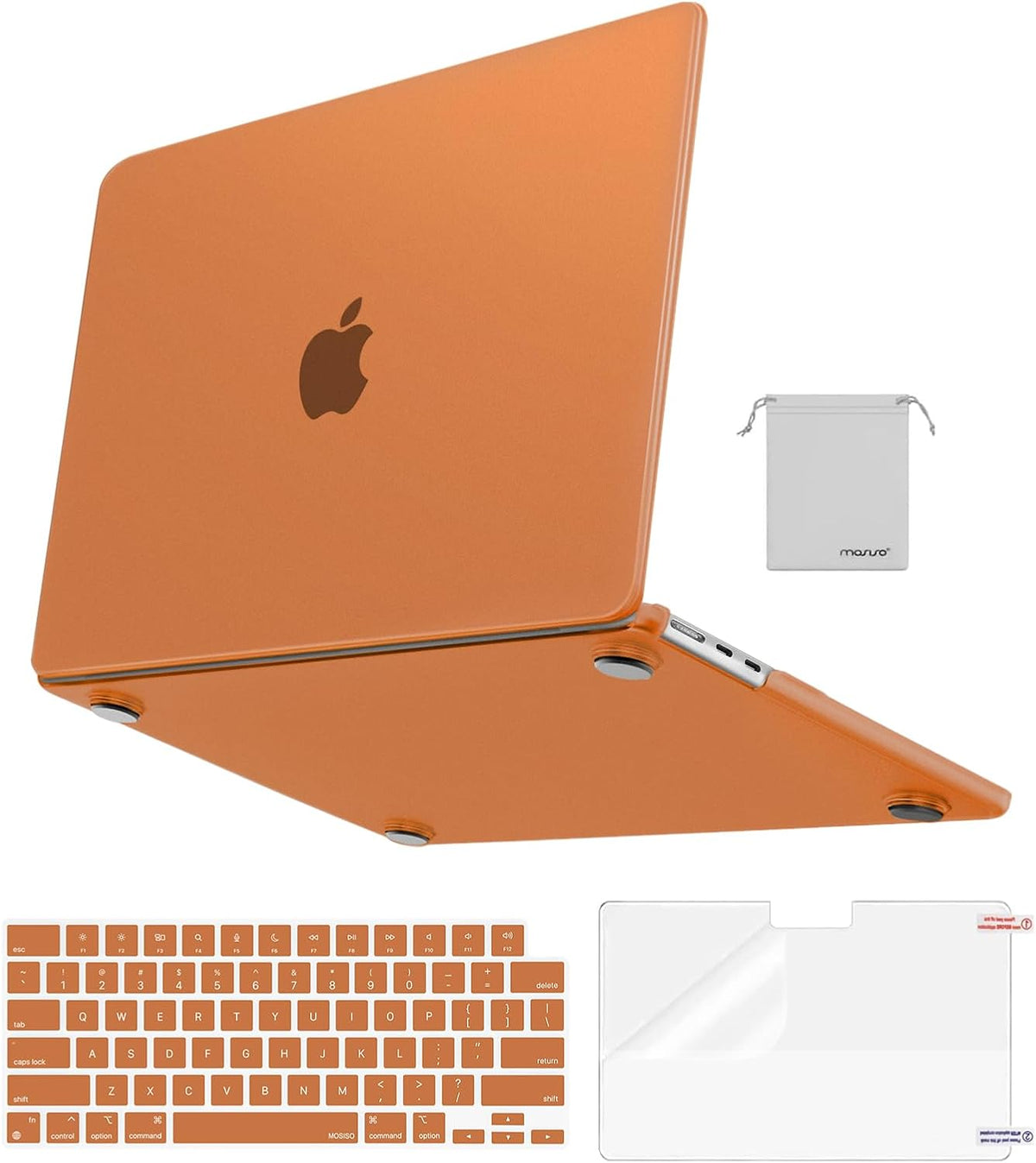 MOSISO Matte Anti-Fingerprint 4-in-1 Hard Shell Kit for MacBook Air 15 Inch M2-M5 — A3448/A3241/A3114/A2941, with Keyboard Cover, Screen Film & Storage Pouch