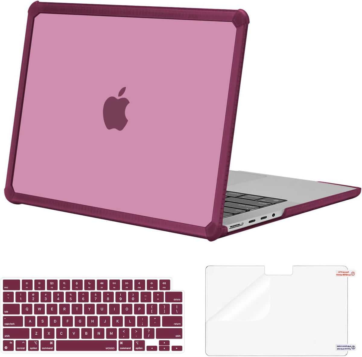 MOSISO Compatible with MacBook Pro 14 inch Case 2021-2026 M5-M1, Anti-Cracking Heavy Duty TPU Bumper Hard Case & Keyboard Skin & Screen Film